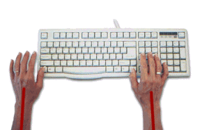 Animation Showing Ulnar Deviation on a Keyboard