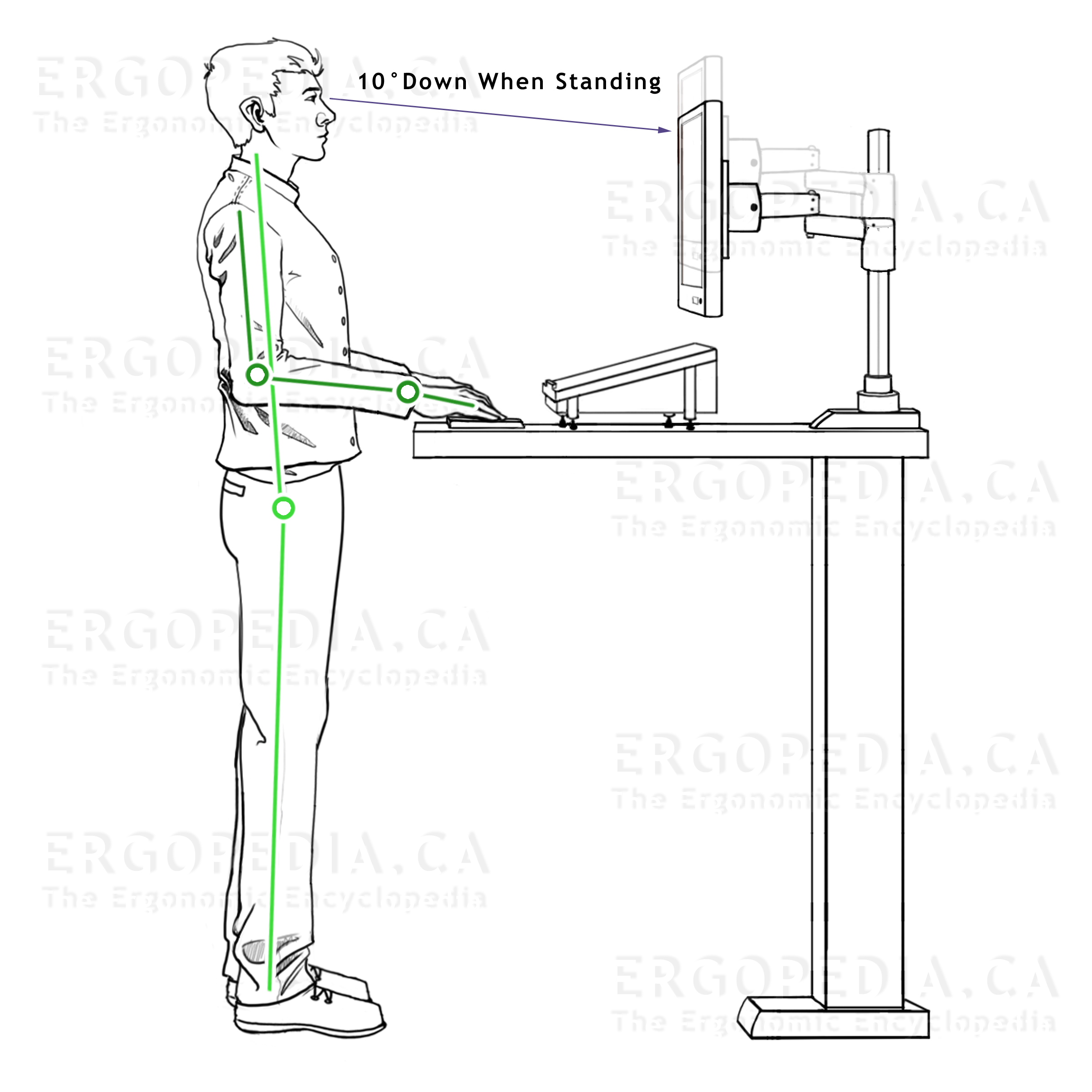 Graphic of Ergonomic Workstation Guidelines When
              Standing at a Workstation